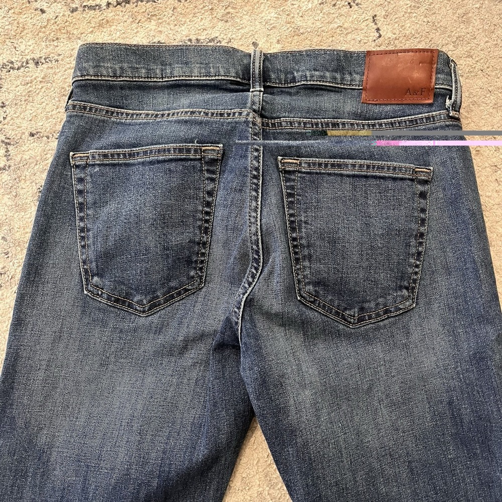 Abercrombie & Fitch Kennan Straight Medium Blue Wash Jeans Mens 30x32 Stretch - Picture 9 of 9